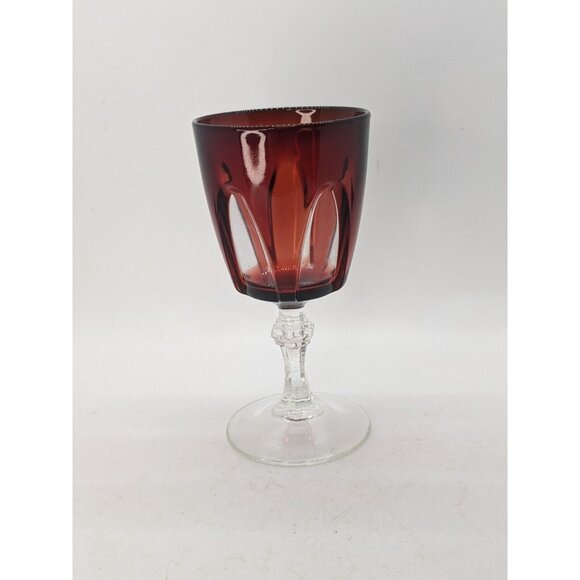 CRISTAL D'ARQUES DURAND Gothic Red Cordial Wine Glass Set of 4 Ruby Crystal 3 oz - Picture 4 of 7